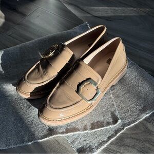 Louise et Cie Beige Loafers with Buckle Detail